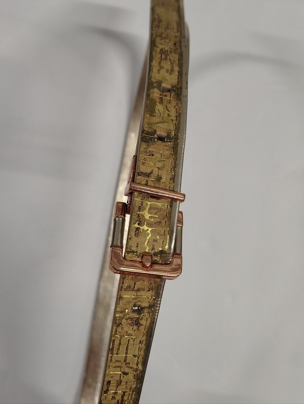 Calvin Klein Reversible Gold Cork Belt w RoseGold Buckle & Platinum Alt-Side VTG